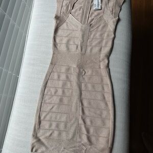 Sparkly Elegant French Connection Beige Sleeveless Dress